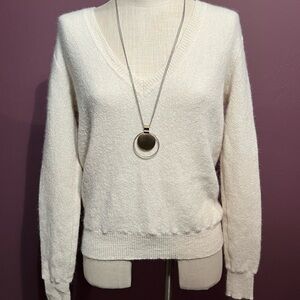 Peruvian Connection Cream V-Neck Alpaca Sweater